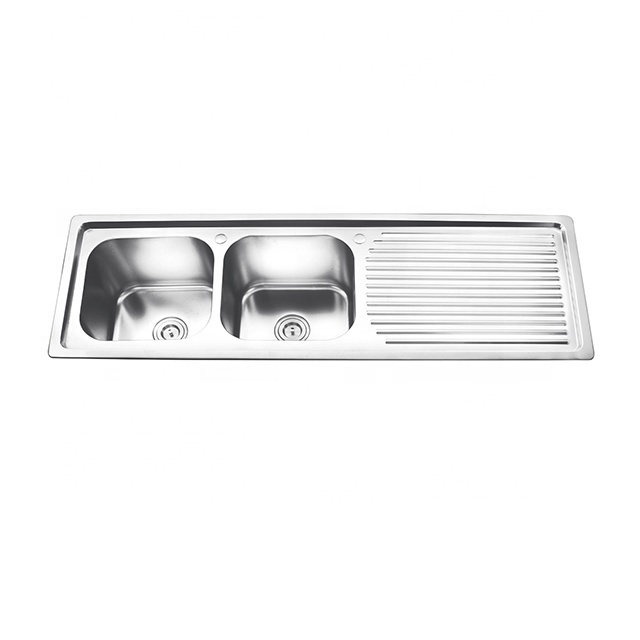 Single bowl stainless steel brushed pounding sink with drainage board