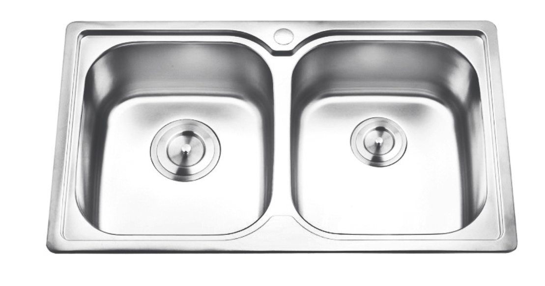 Single bowl stainless steel brushed pounding sink with drainage board