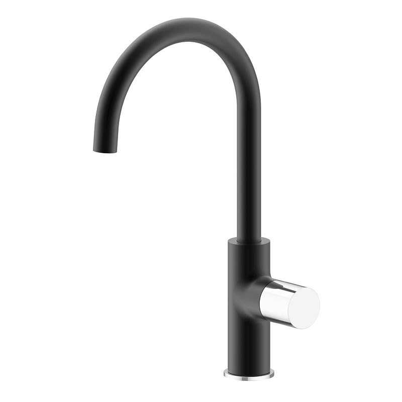 Watermark Rose Gold Matte Black Neck Hot Cold Deck Mounted Sink Kitchen Faucet