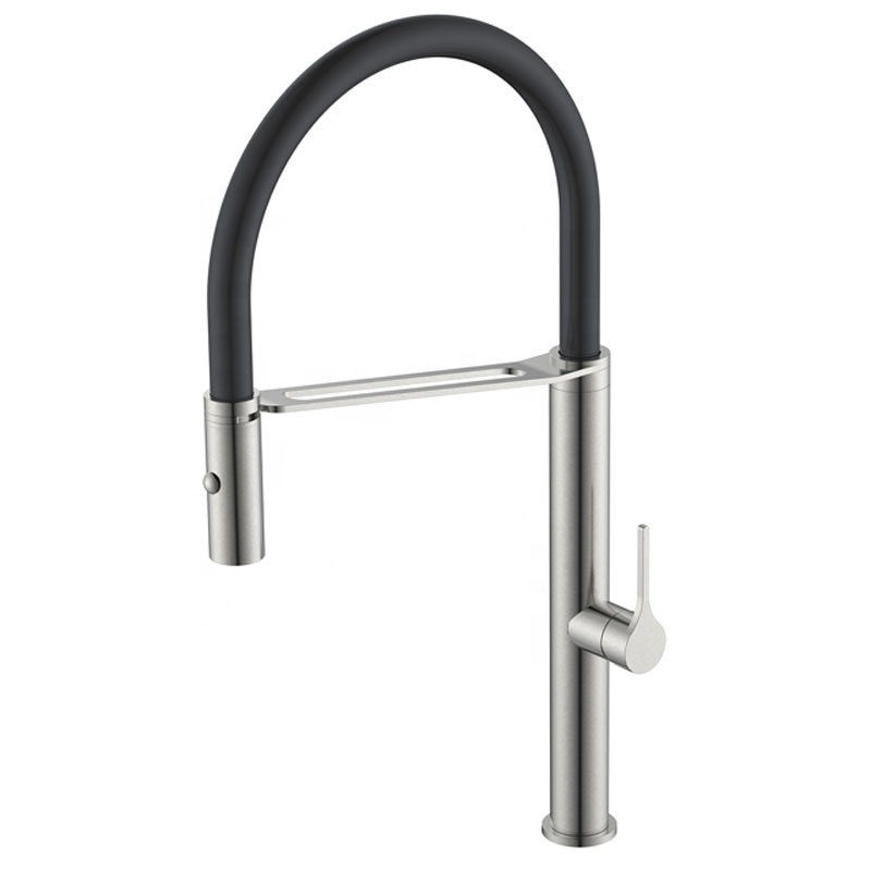 Stainless Steel 304  Brushed Gold Put Out Swivel Spring Sink Kitchen Faucet