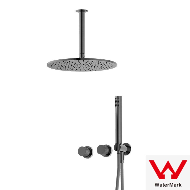 Watermark luxury Black Brass Wall 2 Ways Shower Set with shower faucet