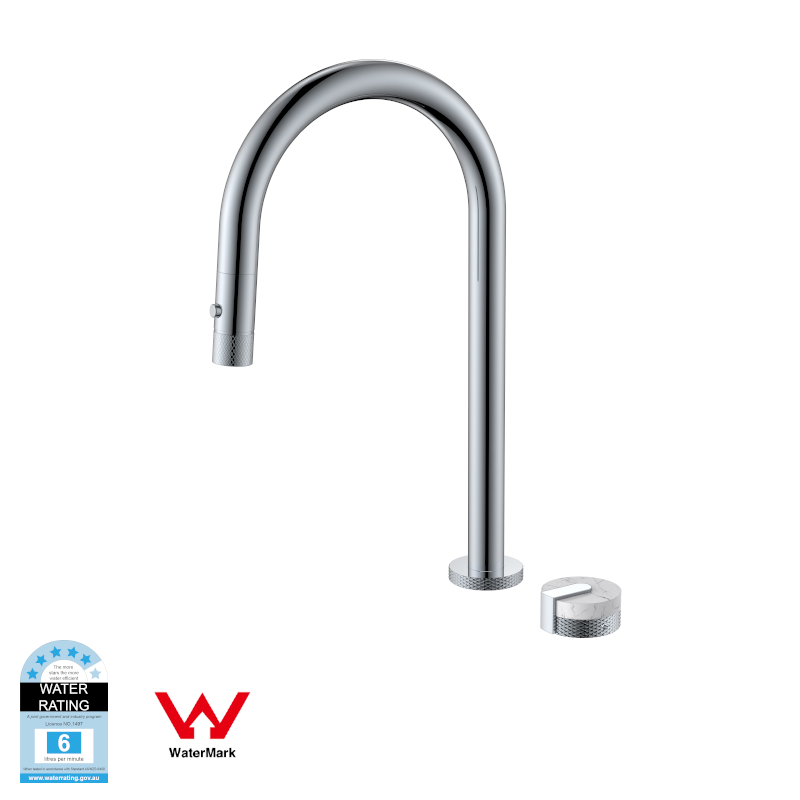 Watermark Approval Kitchen Marble Handle  Mixer Tap Kitchen Knurling Handle Faucet Matte Black Deck-mounted Tap