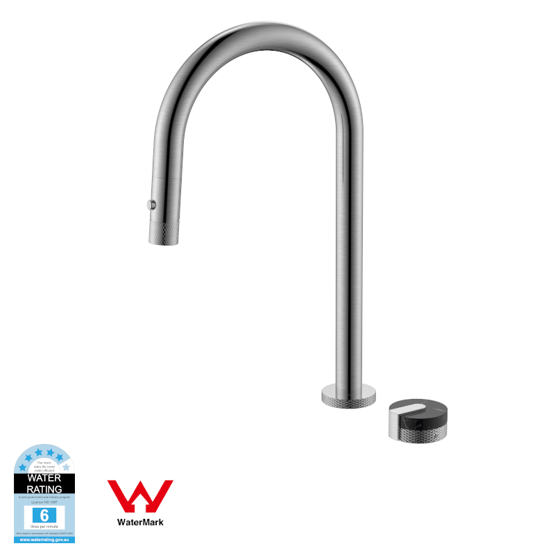 Watermark Approval Kitchen Marble Handle  Mixer Tap Kitchen Knurling Handle Faucet Matte Black Deck-mounted Tap