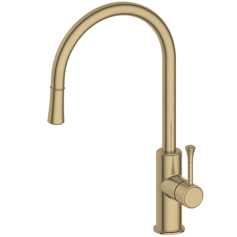 Pull Down Kitchen Faucet Rose Gold Brushed Full Brass Sink Faucet Tap Mixer