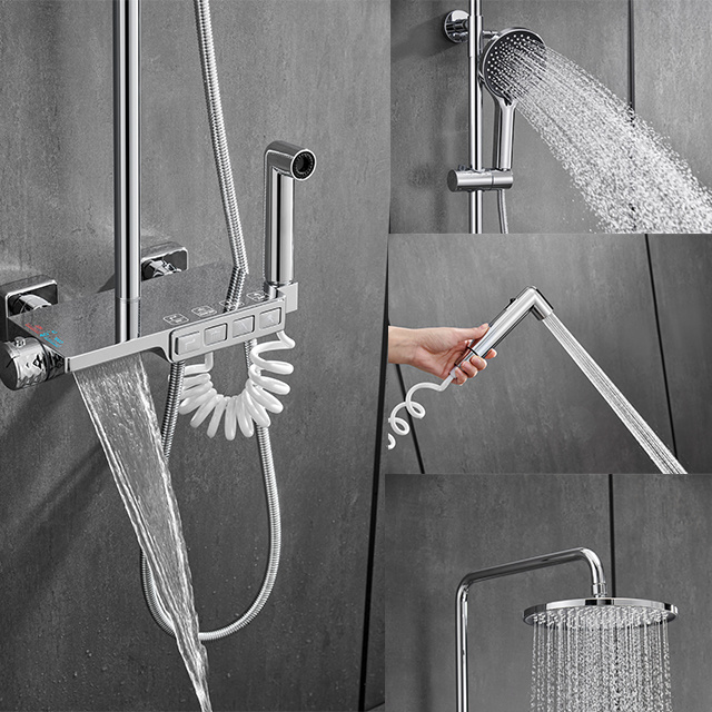 Stainless Steel faucet piano keys shower set hot and cold water mixer valve brass shower faucet