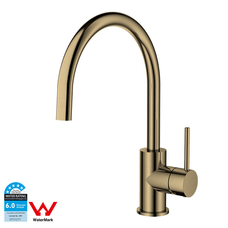 Watermark WELS Brass Kitchen Mixer Tap Brushed Gold Hot and Cold Water Kitchen Sink Faucet