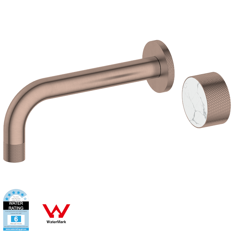 Watersino New Style Marble Inset Handle Mixer Tap Basin Wall-mounted Knurling Faucet Brushed Gold Tap