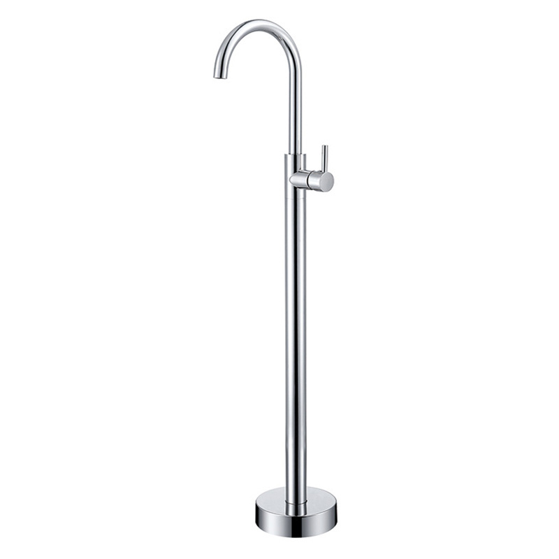 Watermark round design floor standing DZR brass chrome bathtub mixer tap bathroom faucet