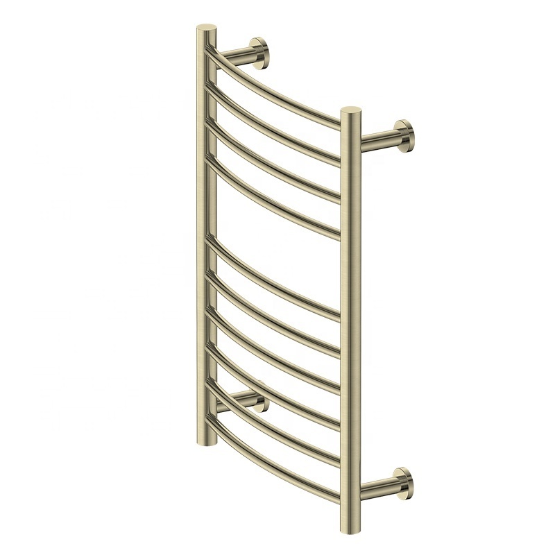 Brushed gold luxury stainless steel ladder style  heated  wall mounted towel rail