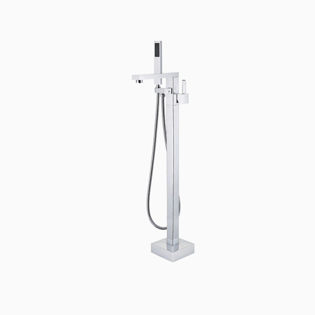 Watermark and CUPC floor standing brushed stainless steel 304 bathtub and shower mixer faucet