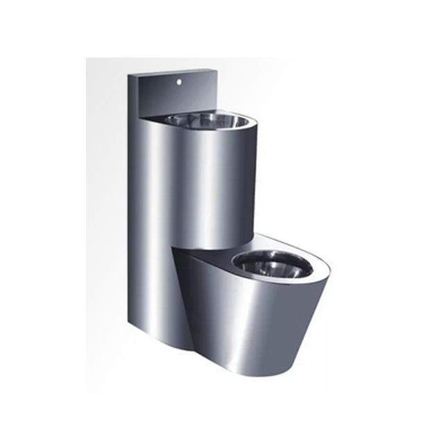 Water Pressure Slim OEM Customized Button Push Wash Two Piece Stainless Steel Prison Toilet