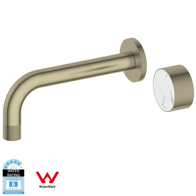 Watersino New Style Marble Inset Handle Mixer Tap Basin Wall-mounted Knurling Faucet Brushed Gold Tap