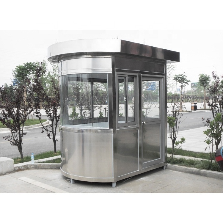 Stainless steel outdoor security guard kiosk prefabricated portable security booth