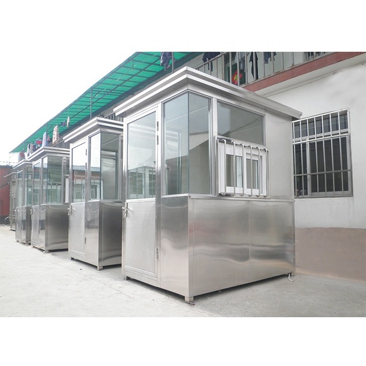 Stainless steel outdoor security guard kiosk prefabricated portable security booth