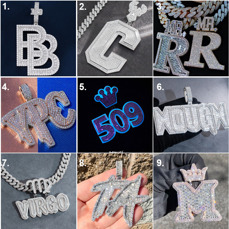 Custom Iced Out Credit Card Pendant 925 Silver Baguette Initial VVS Moissanite Diamond Pendant Link Chain Hip Hop Fine Jewelry