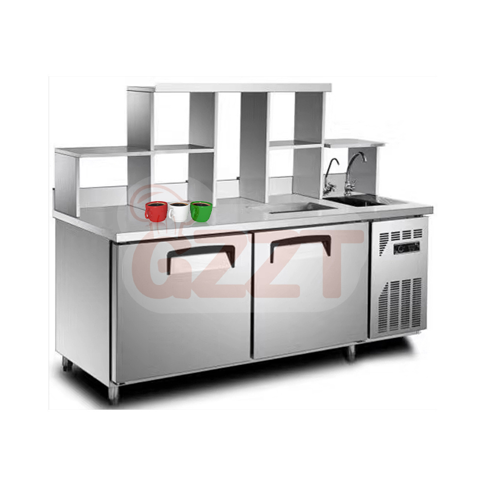 Commercial customized bubble tea machine work counter ice holder table bubble tea counter bar milk tea counter