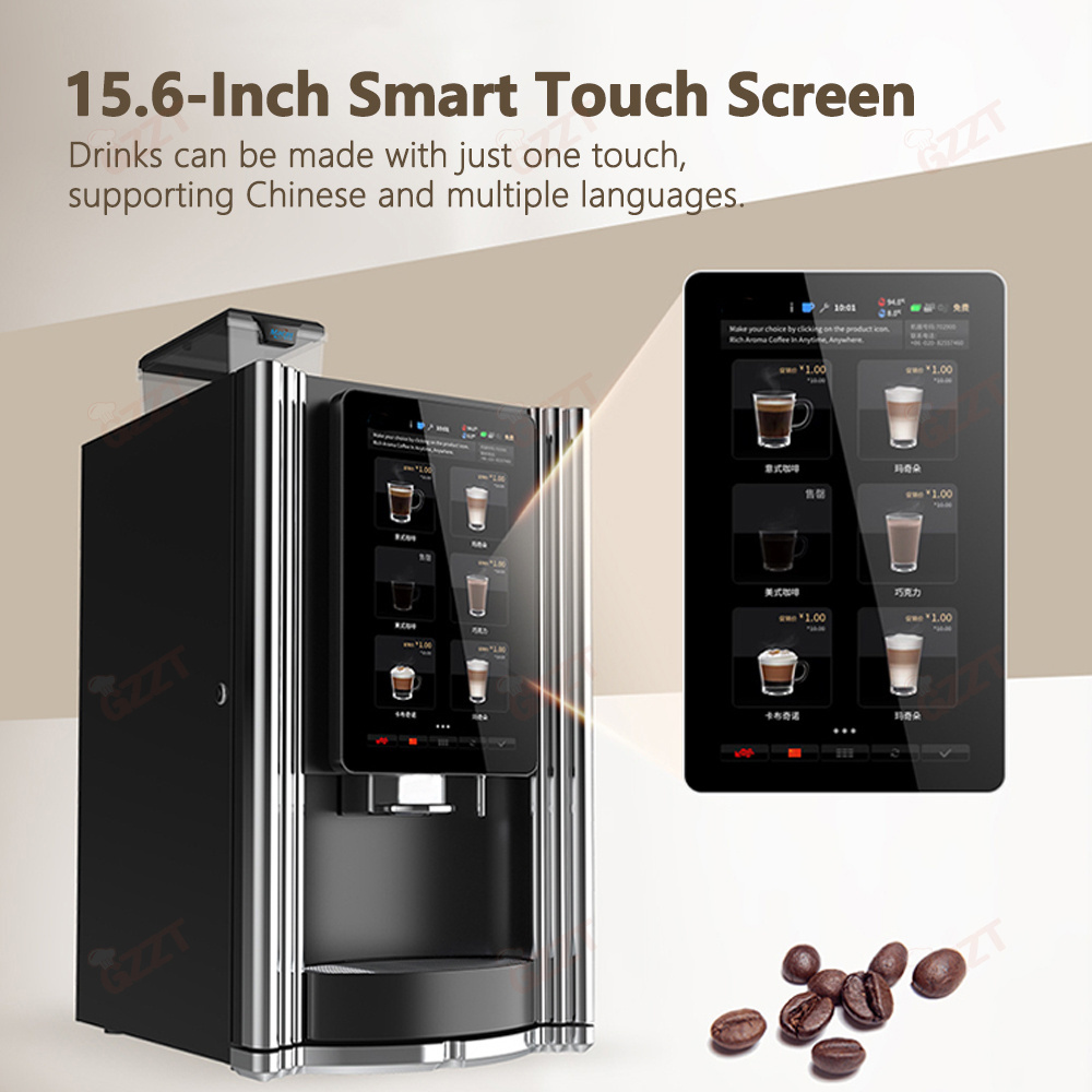 Multi-function payment IOT Touch Screen Auto Commercial Espresso Cappuccino latte mocha Hot chocolate Coffee Vending Machine