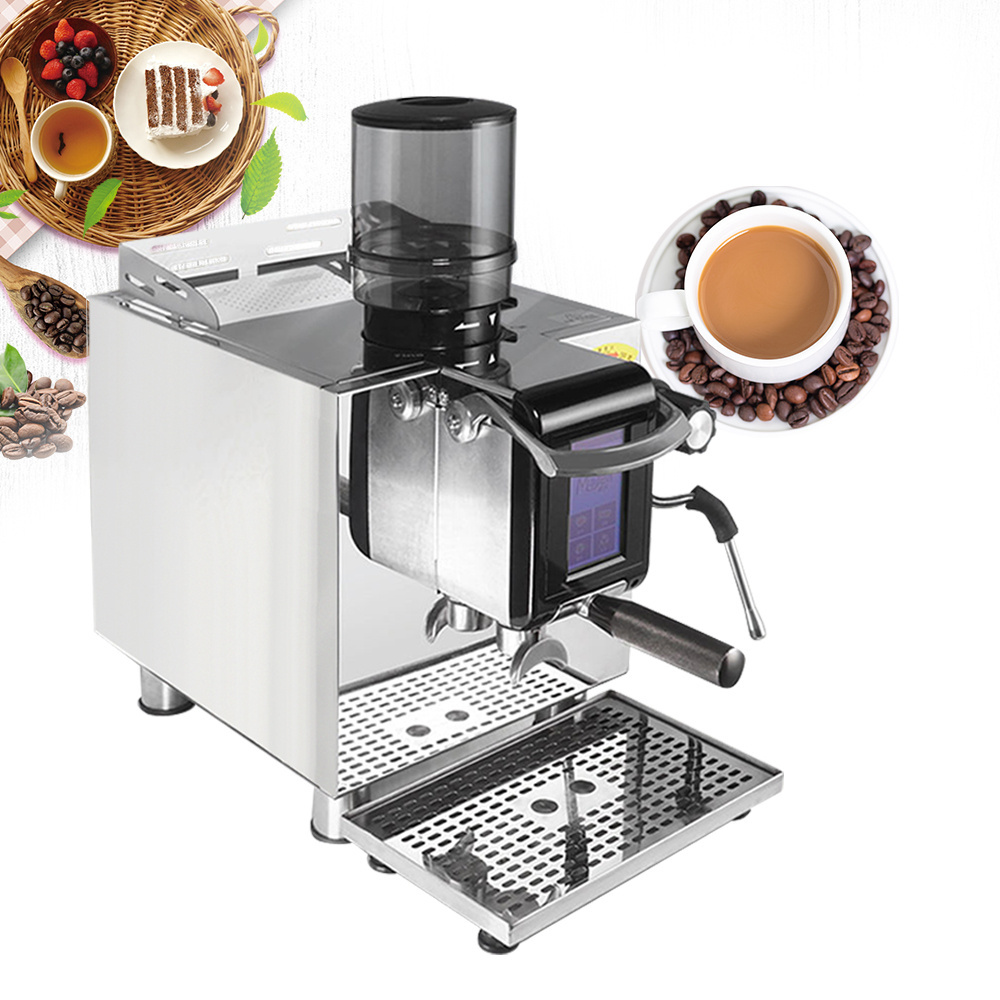 Hot Selling Cafe Shop 9bar Commercial Electric Expresso Coffee Machine With Manual Lever Burr Grinder