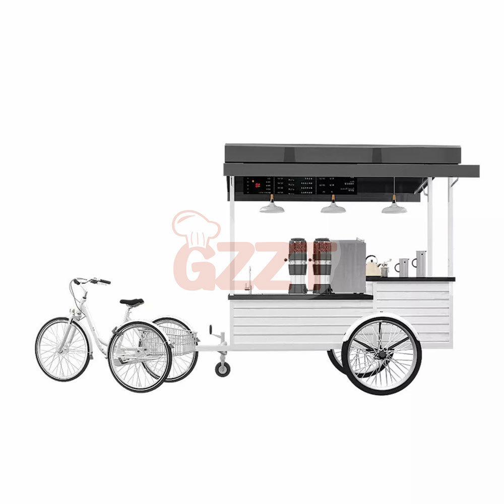 3 Wheel Cargo Bike Street Food Delivery Bike Crepe Trailer High Standard Ice Cream Coffee Push Cart With Display Freezer