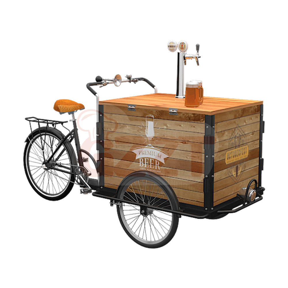 Customized Electric Beer Tricycle With Battery Snack Vending Cargo Trike 3 Wheel Mobile Beer Bar For Sale