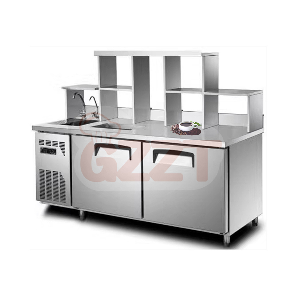 Commercial customized bubble tea machine work counter ice holder table bubble tea counter bar milk tea counter