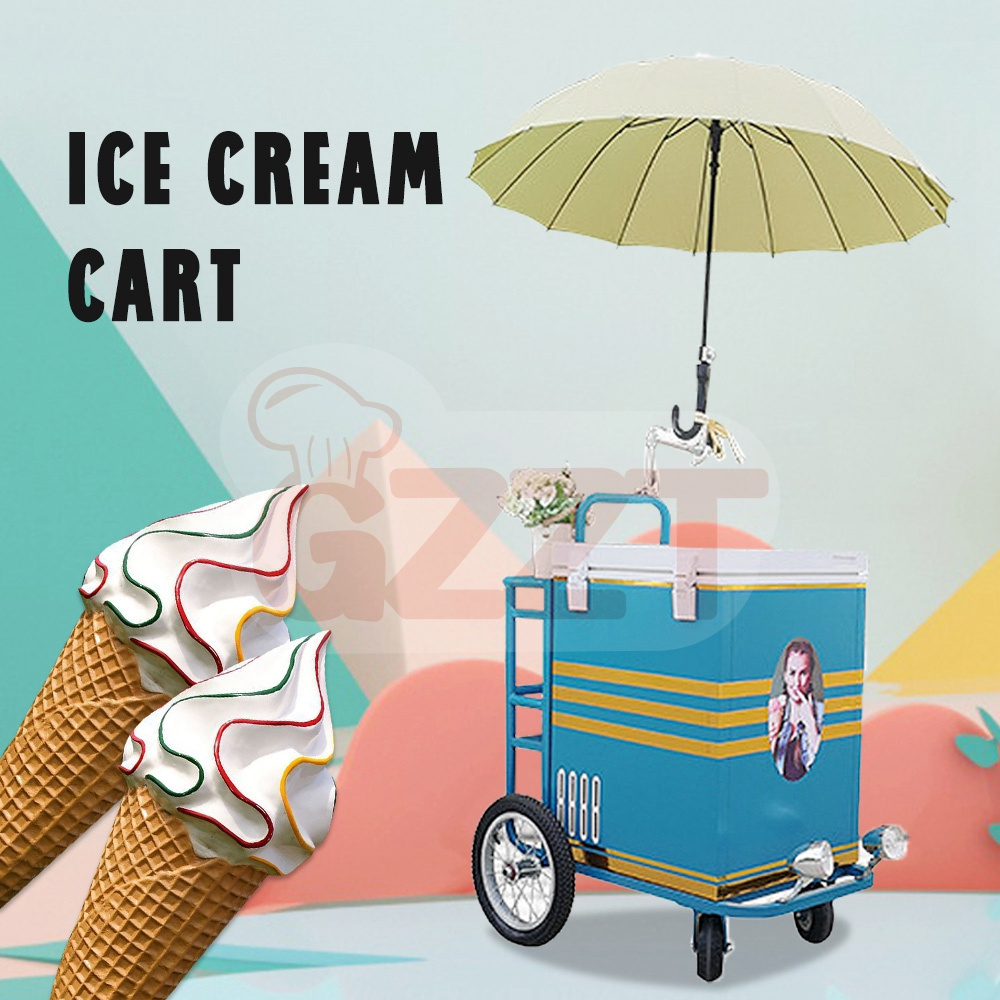 Hot Sell Ice Cream Cart Trailer Mobile Food Truck Commercial Mini Store Car For Sale Italian Gelato Cart Freezer