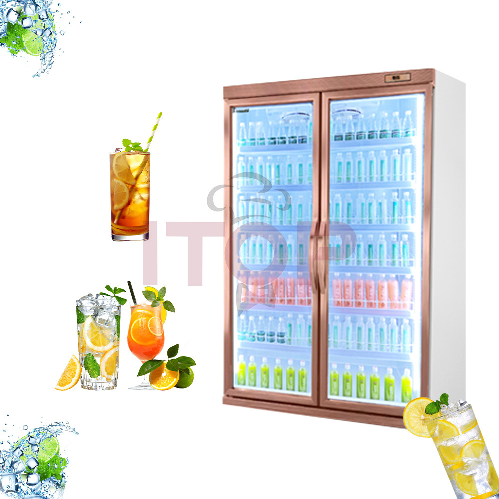 2345 Door Supermarket Cold Drink Beverage Transparent Glass Freezer Display Fresh Keeping Cabinet Beverage Vertical Refrigerator