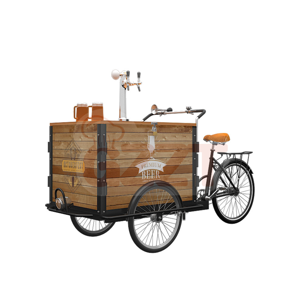 Customized Electric Beer Tricycle With Battery Snack Vending Cargo Trike 3 Wheel Mobile Beer Bar For Sale