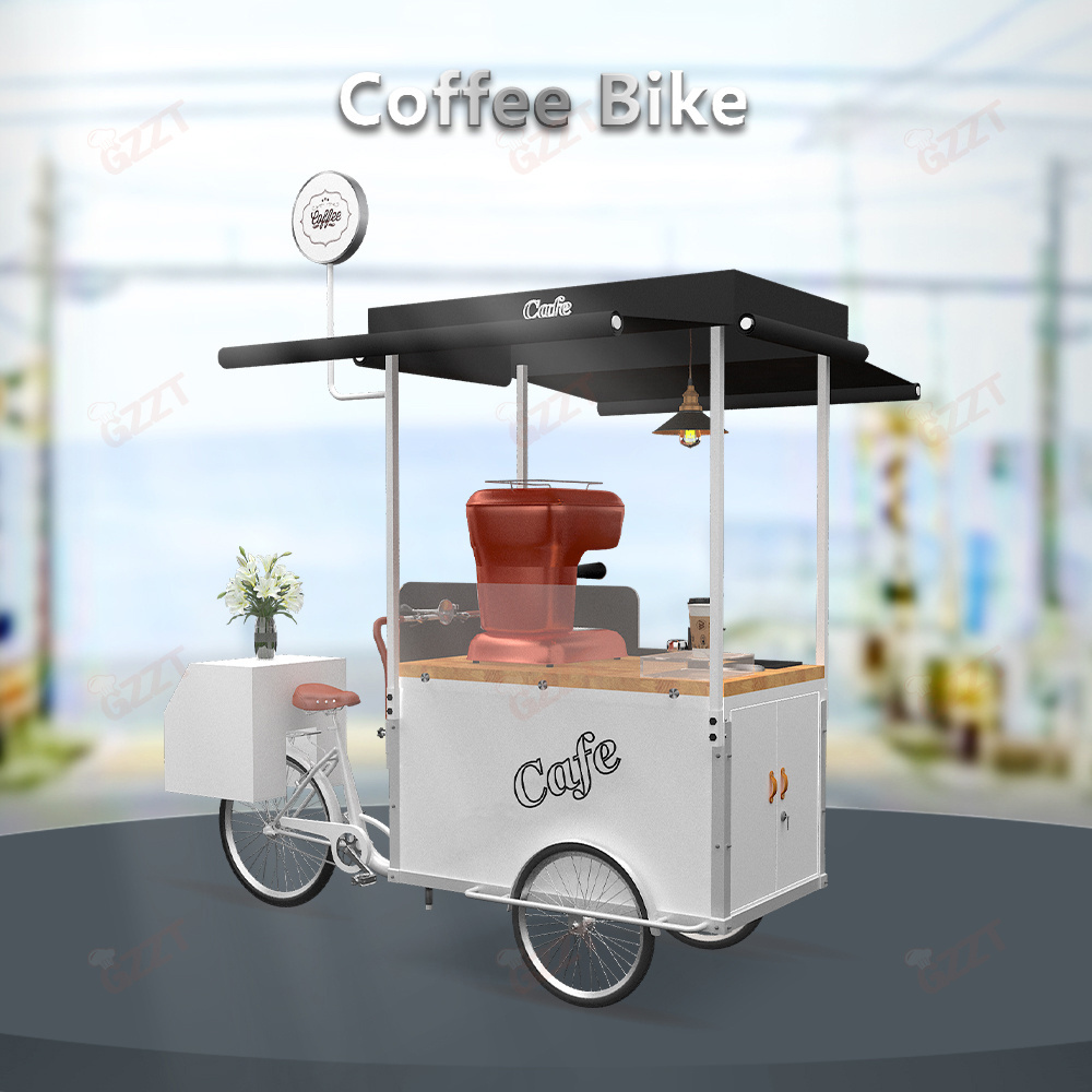 3 wheels electric OutDoor Selling Mobile Food cart Coffee Food Bike mobile coffee cart van With Folding waterproof roof