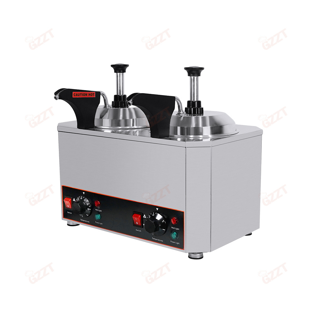 Water Heating 2 Cylinders 2L*2 Commercial Stainless Steel Sauce Warmer Dispenser 4 Litres Nacho Cheese Dispenser Warmer Machine