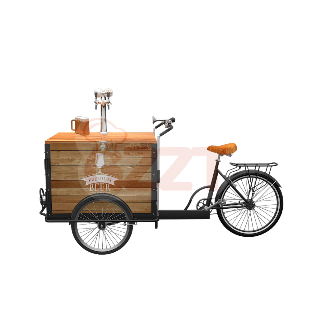 Customized Electric Beer Tricycle With Battery Snack Vending Cargo Trike 3 Wheel Mobile Beer Bar For Sale