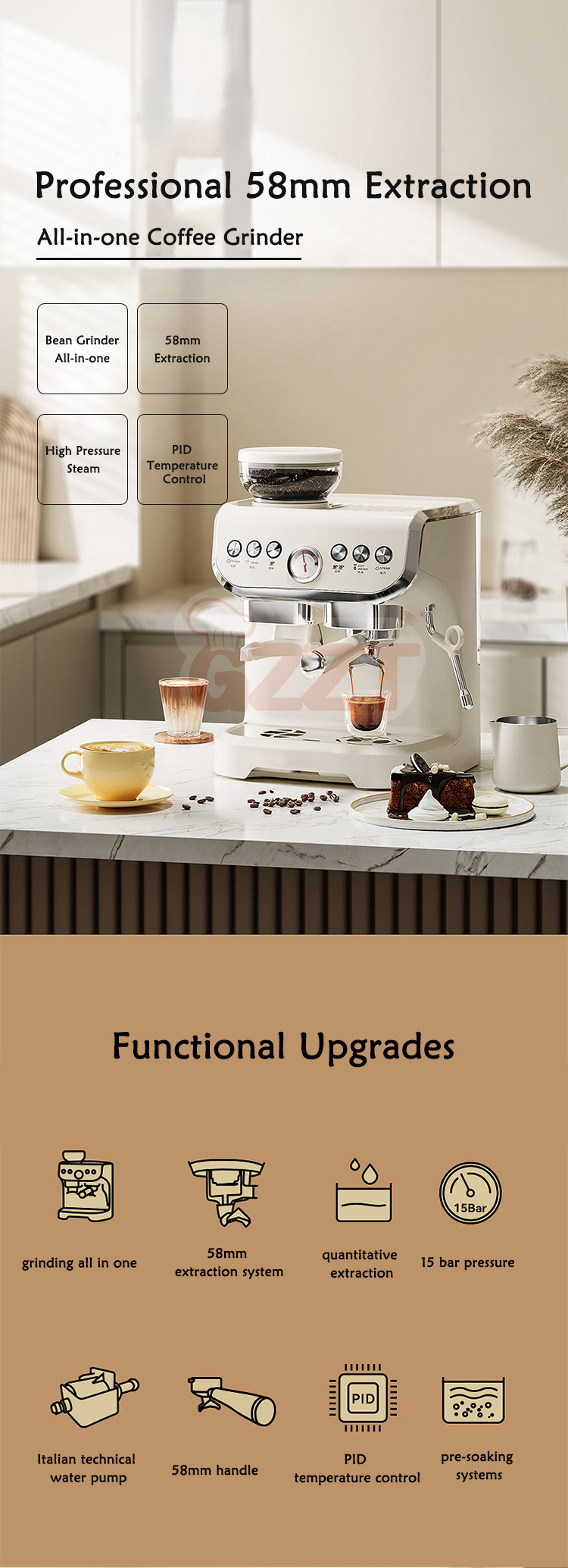 Professional Multi Function 2L Water Tank Large 3 In 1 Bean To Cup Coffee Makers Automatic Machine Espresso Maker