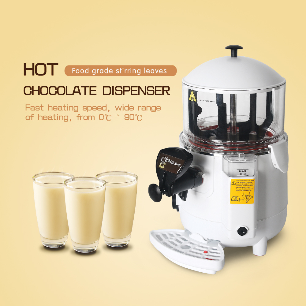 GZKITCHEN Hot Chocolate Dispenser Water Bath system 5L Hot Beverage Coffee Milktea Mixer Hot Chocolate Warmer Machine White