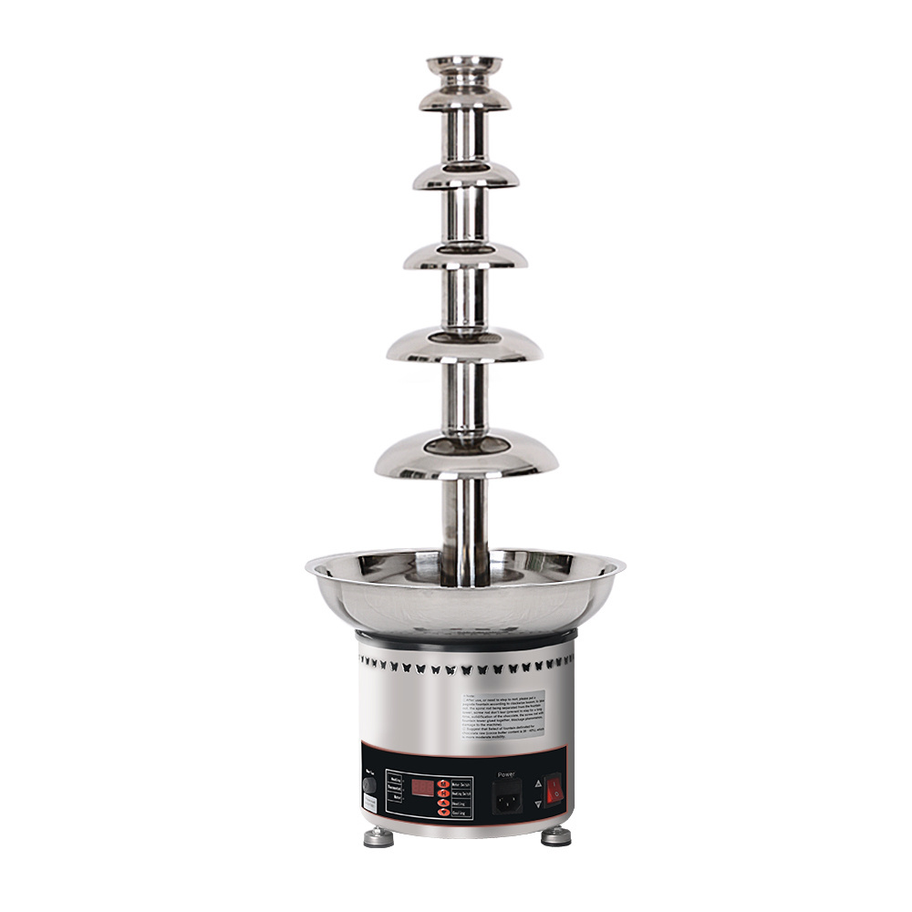 Large Size Stainless Steel Commercial 6-Tier Party Chocolate Fondue Fountain And Melting Machine Manufacturer