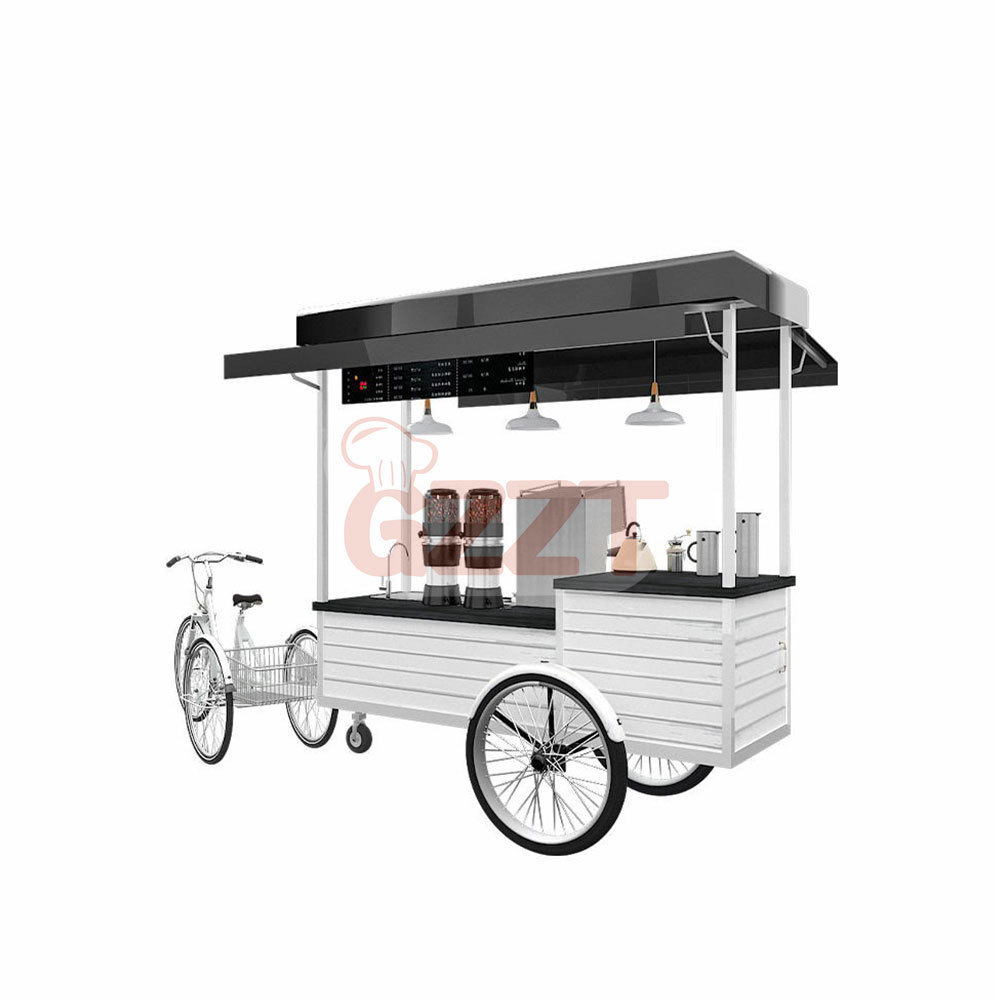 High Quality Small Ice Cream Coffee Push Cart With Display Freezer Vegetables And Fruits Transport Truck