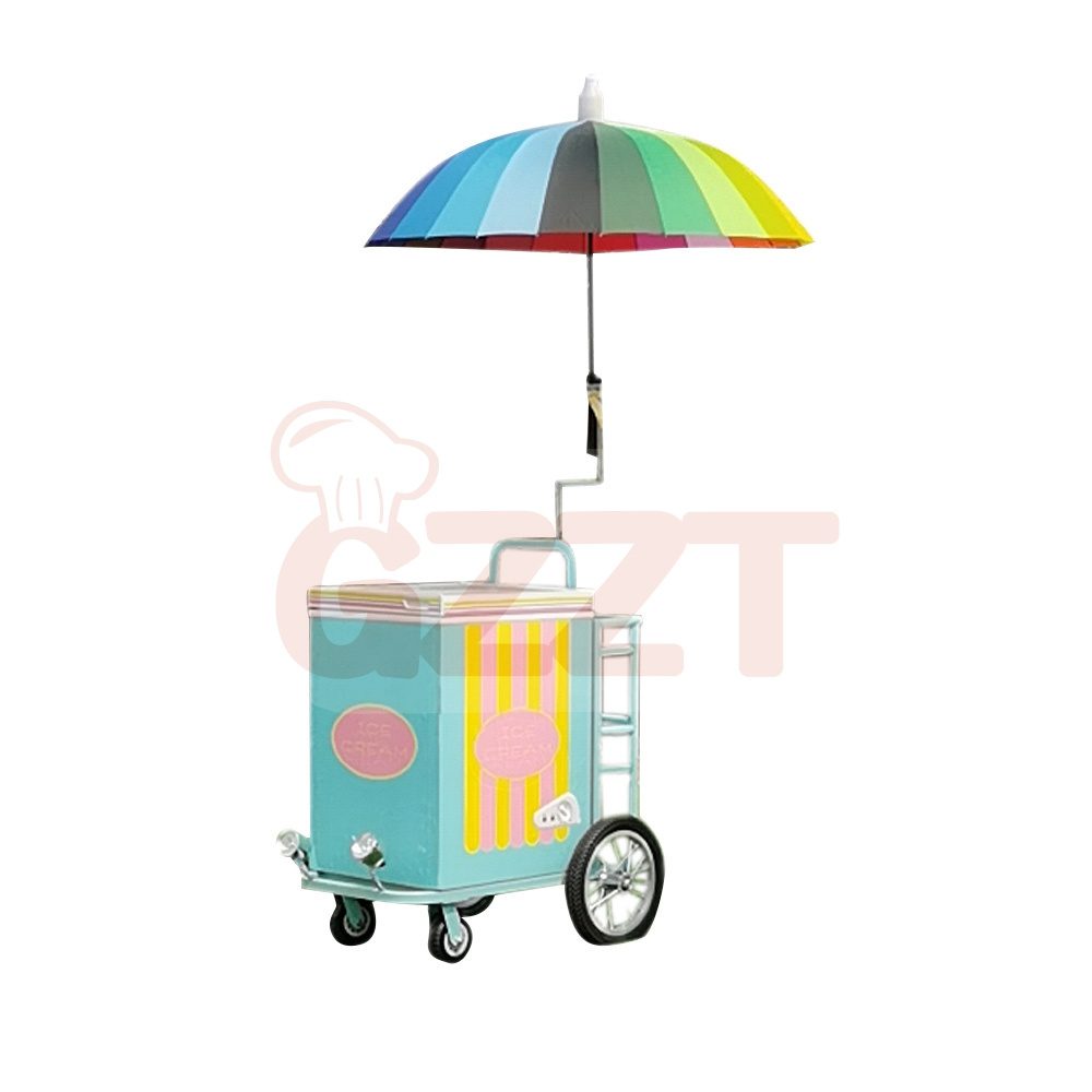 Hot Sell Ice Cream Cart Trailer Mobile Food Truck Commercial Mini Store Car For Sale Italian Gelato Cart Freezer