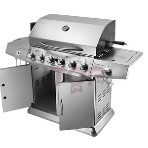 IT-6098 gas bbq grill outdoor stainless steel with trolley outdoor professional china 7 burner gas bbq smokeless bbq