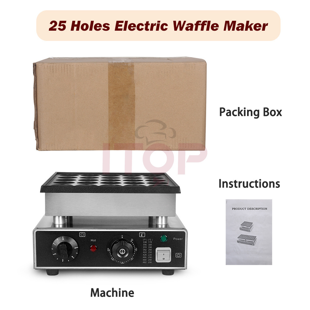 25 Holes Mini Waffle Maker Commercial Pancake Machine Commercial Industrial Pancake Maker Non-stick Snack Machine