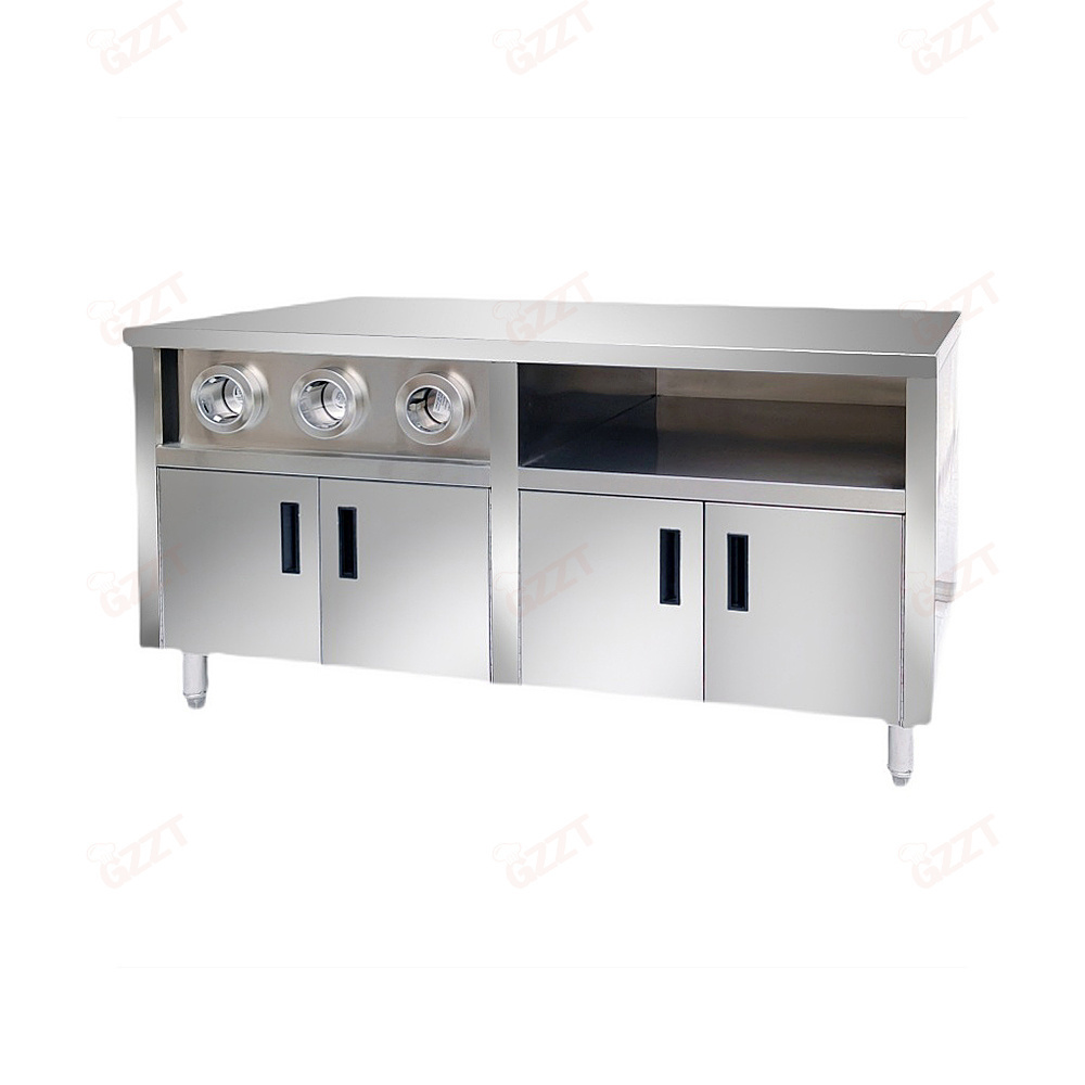 New central island western fast food equipment KFC central island workbench with cup dispenser ice chest storage cabinet