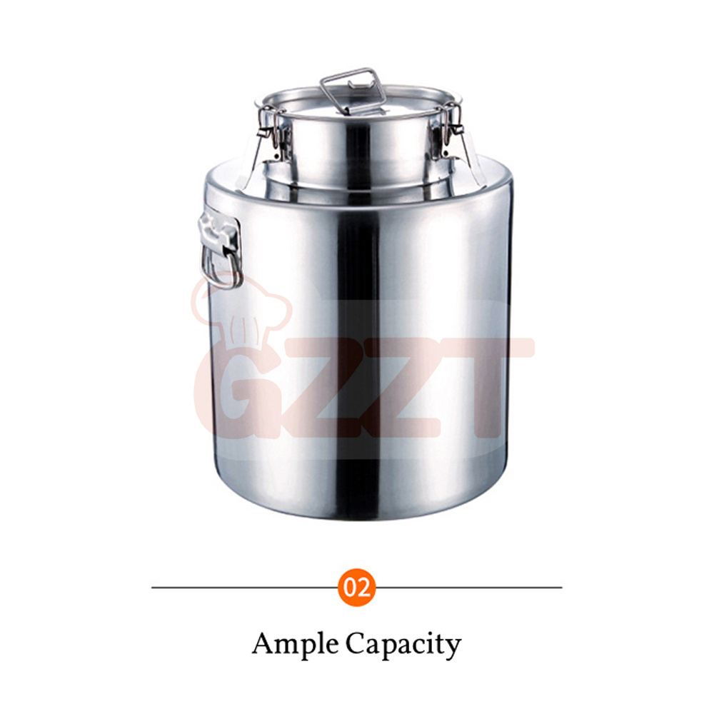 Metal Stainless Steel Oil Barrel Water Rice Food Grade Insulation Buckets Wholesale Lid Soup Bucket