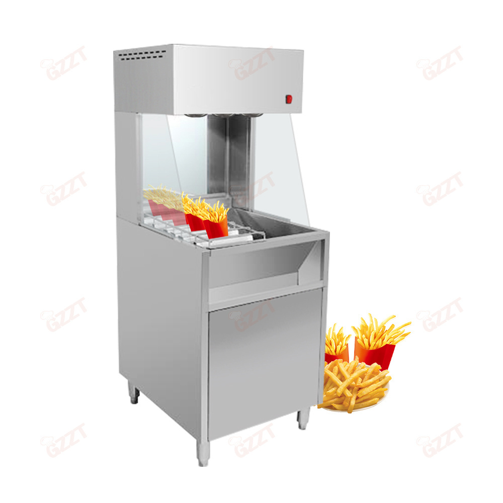 Vertical Fast Food French Fries Chip Warmer fried Potato Twist Chips Worker Cabinet potato Chips Packing Working Table Showcase