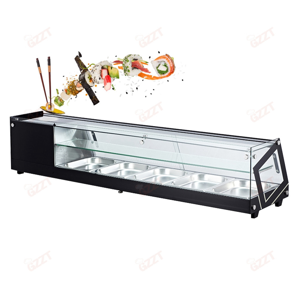 Factory Direct 1.8 Meters Sliding Door Big Counter Top Display Refrigerated Fridge Self Service Sushi Display Case Refrigerator