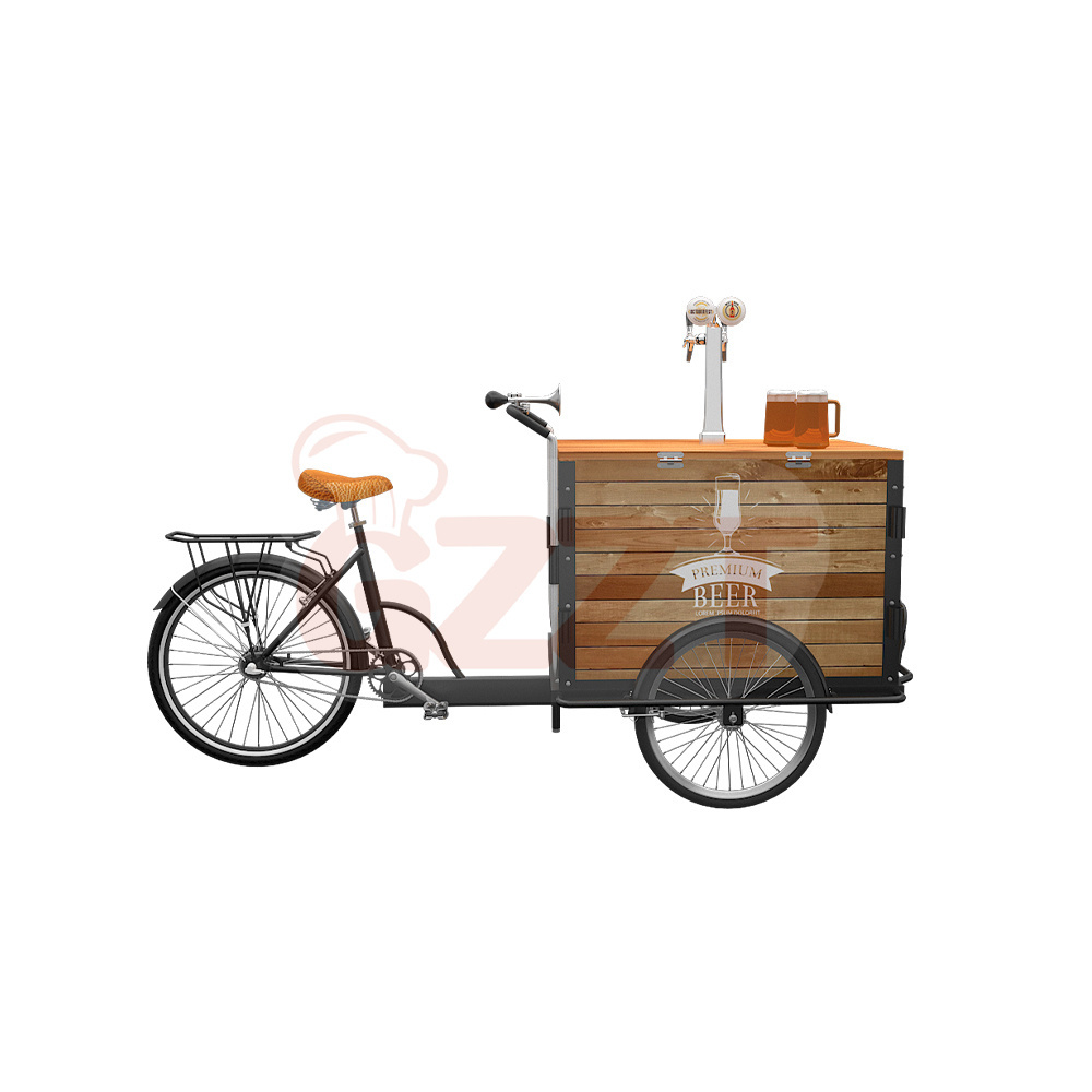 Customized Electric Beer Tricycle With Battery Snack Vending Cargo Trike 3 Wheel Mobile Beer Bar For Sale