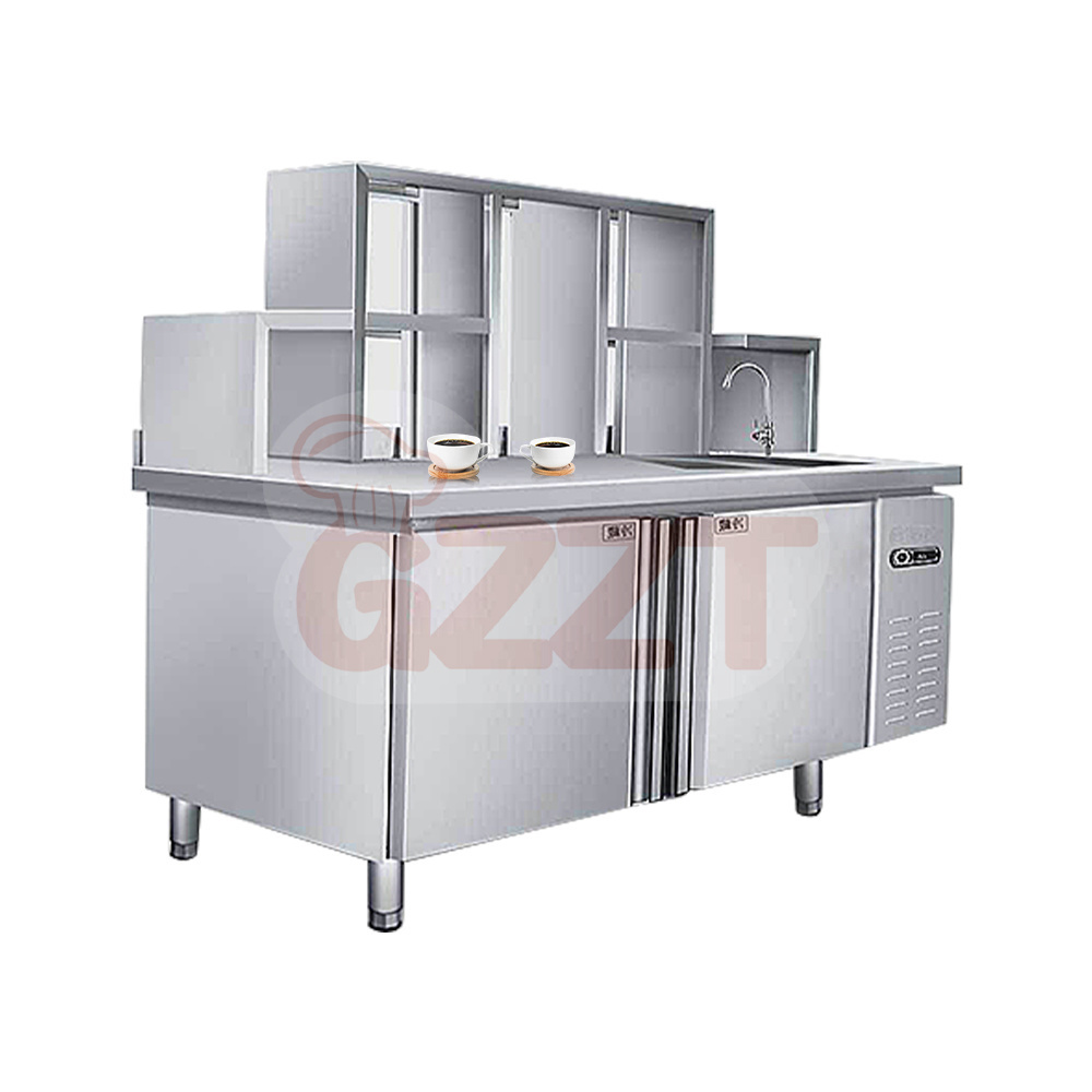 Commercial customized bubble tea machine work counter ice holder table bubble tea counter bar milk tea counter