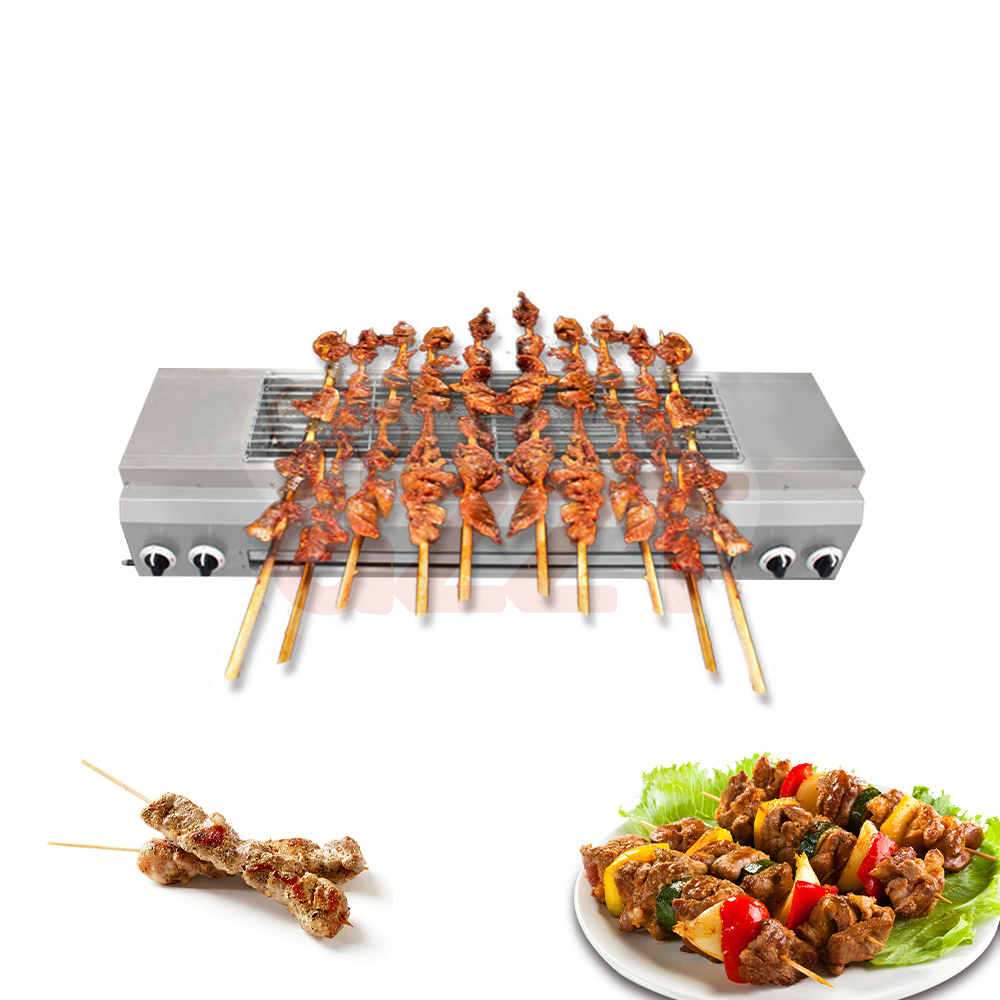 Tabletop Multi-functional Commercial Electric Barbecue BBQ Grill Stainless Steel Counter Top Gas Barbecue Grill With Lava Rock