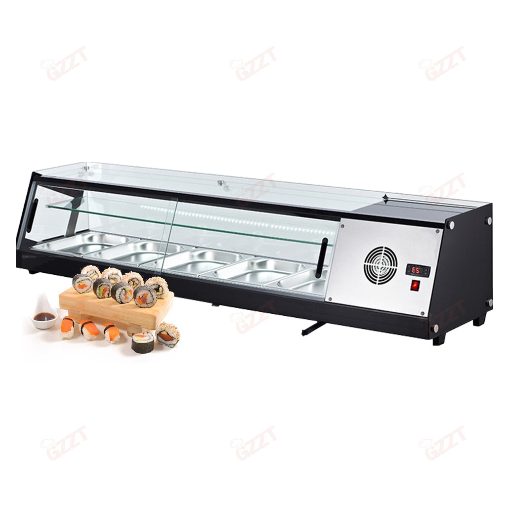 Factory Direct 1.8 Meters Sliding Door Big Counter Top Display Refrigerated Fridge Self Service Sushi Display Case Refrigerator