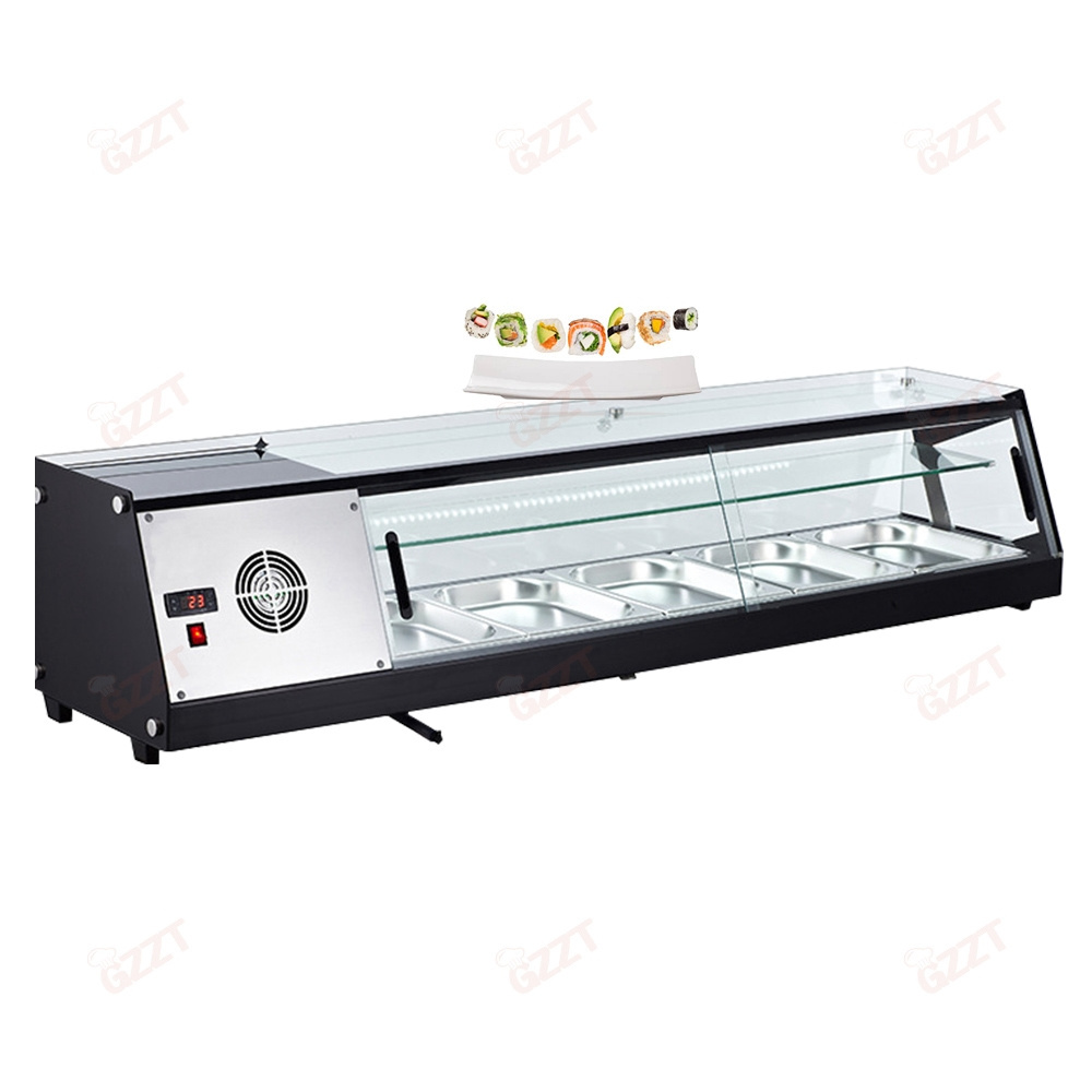 Factory Direct 1.8 Meters Sliding Door Big Counter Top Display Refrigerated Fridge Self Service Sushi Display Case Refrigerator