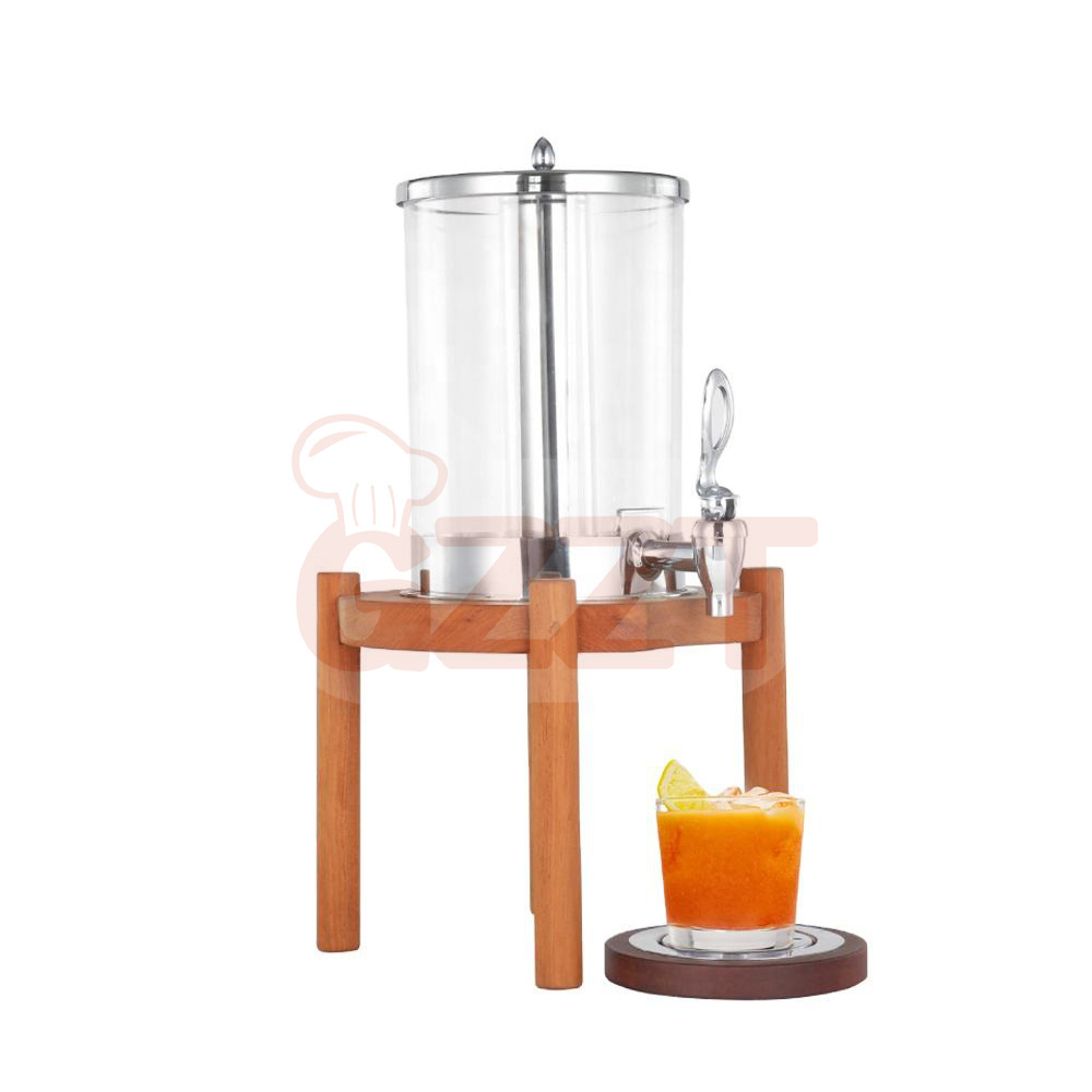 Luxury 7L Buffet Cold Beverage Juice Dispenser With Walnut Wood Base Catering Beverage Juice Alcohol Drink Dispenser  Barrels