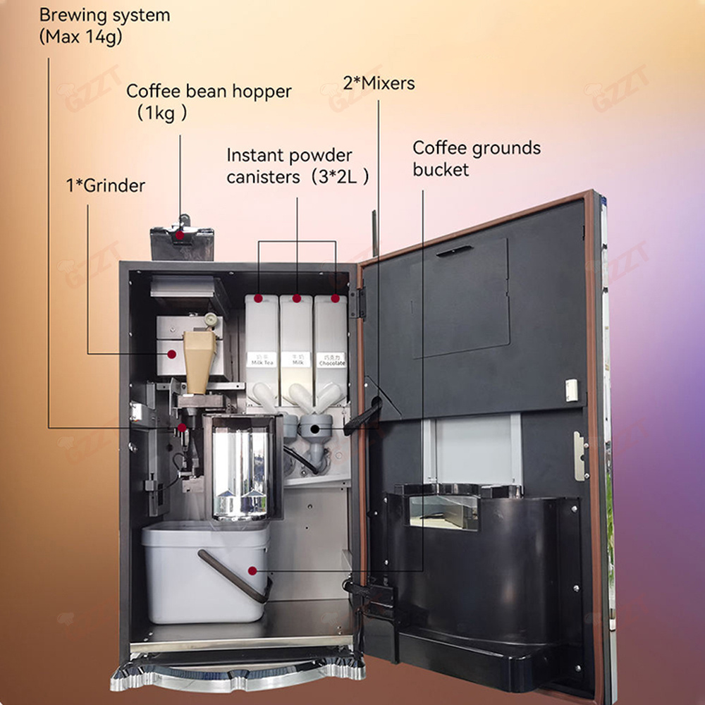 IOT 10 Flavors Bean To Cup Espresso Coffee Vending Machine 110V 220V Multifunctional payment system Fresh Grinding Coffee Maker