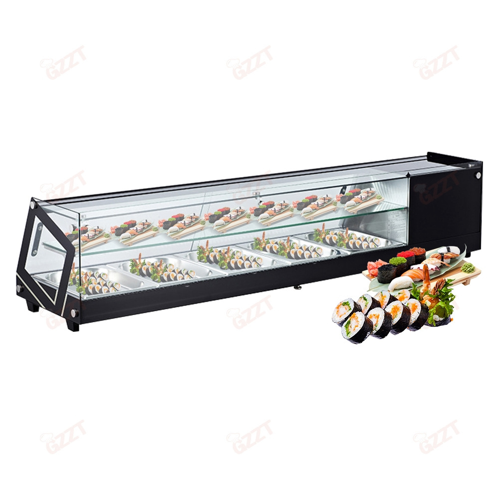 Factory Direct 1.8 Meters Sliding Door Big Counter Top Display Refrigerated Fridge Self Service Sushi Display Case Refrigerator